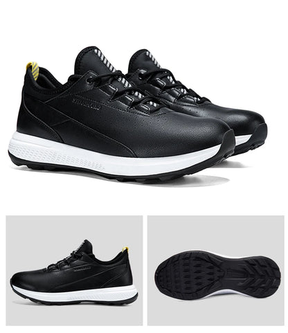 Golf Sports Shoes for Men, Waterproof High-Quality Leather Golf Competition Sports Shoes, Formal Golf Course Training Shoes for Men