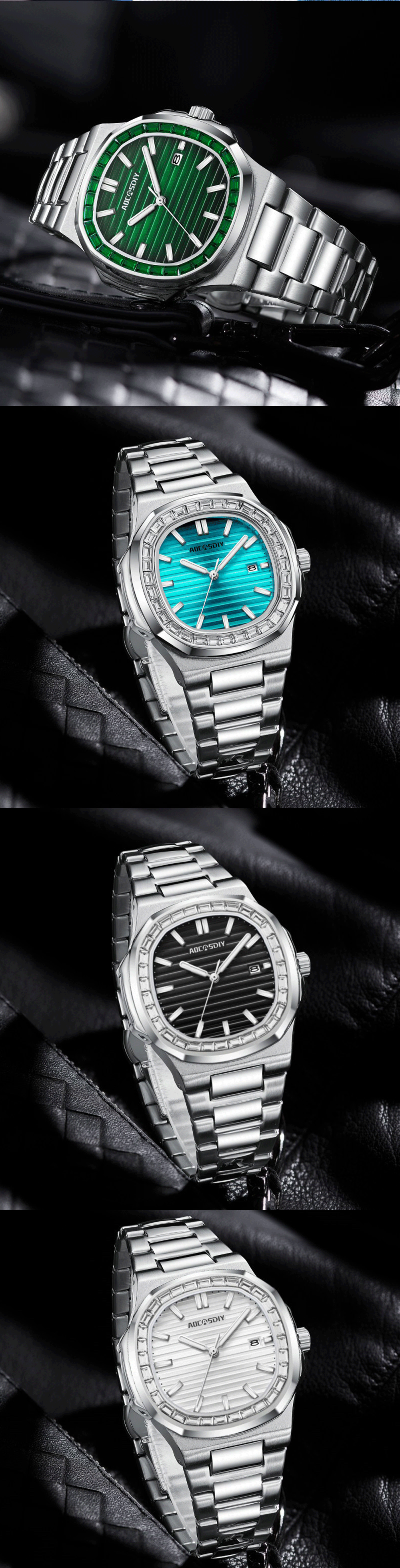 2023 New AOCASDIY Luxury Watch Business Waterproof Male Clock Luminous Date Stainless Steel Square Quartz Men Watch reloj hombre
