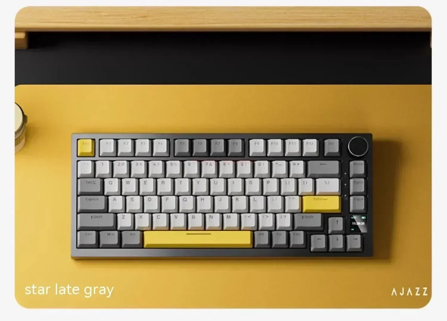 Ajazz AK820 Professional Mechanical Keyboard TFT Screen Multifunctional Knob Game Keyboard 3 Mode Hot Plug RGB Pad Office Gift
