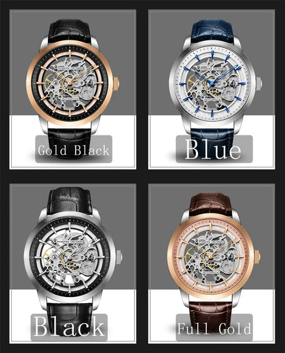 PAGANI DESIGN Business Man Watch Luxury Skeleton Hollow Leather Men's Wristwatch New Mechanical Male Clock