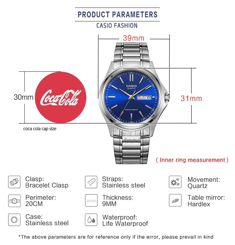 Casio watch men simple Week Calendar Waterproof quartz men watch Business Casual Style