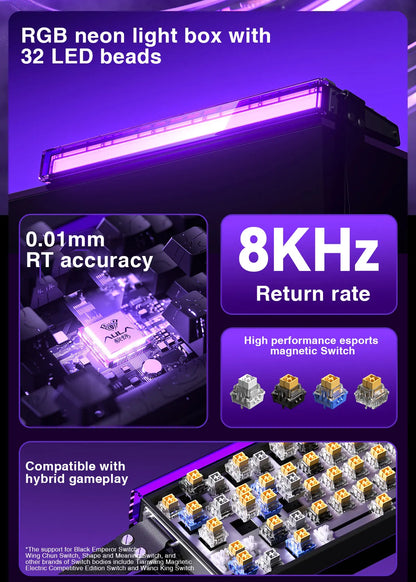 AULA HERO68 HE Tastatur mit Magnetschaltern, Rapid Trigger, 8K Polling Rate, Esports-Gaming-Tastatur, RGB, kabelgebundene mechanische Tastatur