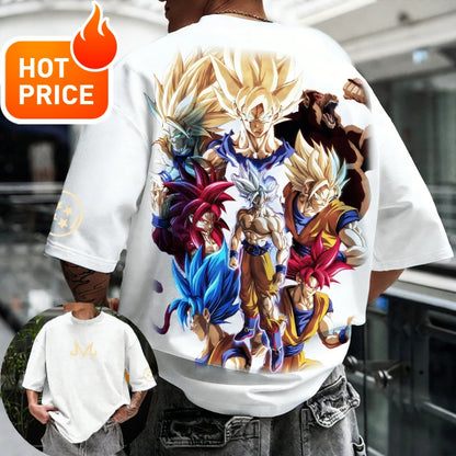 2026 Sommer Dragon Ball T-Shirt 100% Baumwolle Goku All Forms Print Oversized Gym Streetwear Unisex Retro-Tee für Erwachsene und Kinder