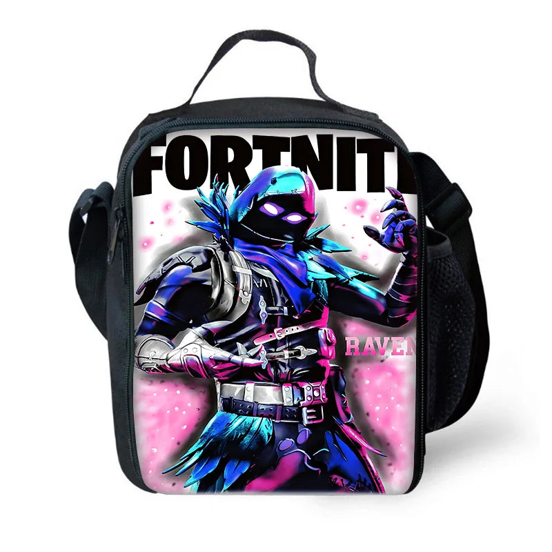 Isolierte Lunchbox für Kinder, großes Fassungsvermögen, Hot-Game-F-FortniteS-Tasche für Jungen, Mädchen und Schüler, für Outdoor-Picknick, wiederverwendbare Thermo-Kühltasche