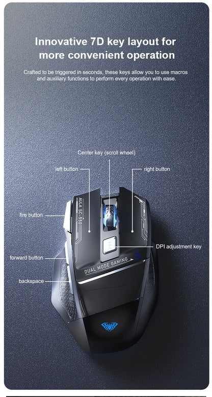 AULA SC550 Gaming-Maus 2.4G kabellose Makro-Maus RGB-Hintergrundbeleuchtung ergonomisches Design E-Sports-Maus PC-Zubehör