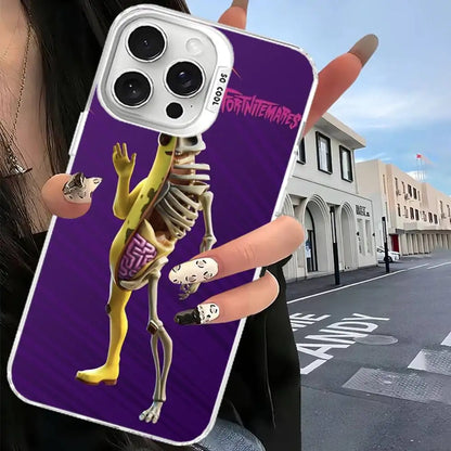 Cover F-Fortnites color argento per iPhone 17 16 15 14 13 12 11 Pro Max Plus