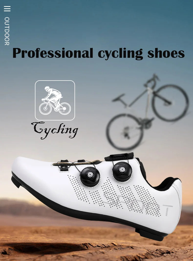 Ultra-Light Cycling Shoes, Breathable and Lightweight, SPD-Compatible Hard Soles for Road Mountain Bike Competition Training