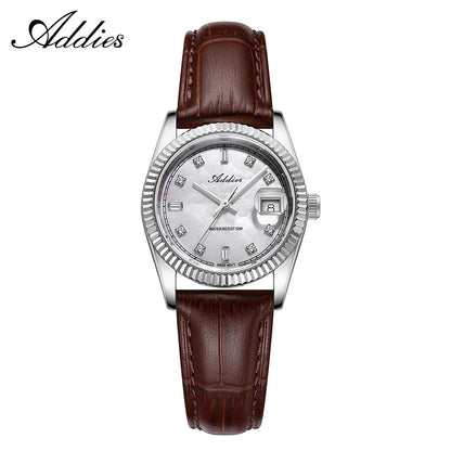ADDIES New Luxury Women's Watches 28mm Sapphire Glass 50m Waterproof 316L Stainless Steel Business Quartz Wristwatch For Woman