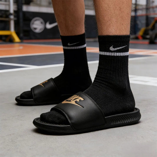 Nike Victori One Casual Fashion Anti-Odor and Anti-Bacterial Flip-Flops for Men, Black and Gold Cn9675-006