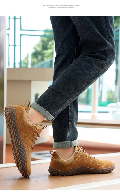 Suede Leather Shoes PU Fabric Wide Toe Shoe Anti-slip Hiking Shoe Workwear Men's Sports Shoes Women's Outdoor Walking Shoes