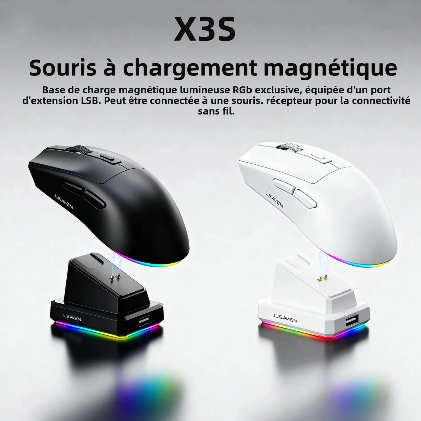 Dual-Mode Wireless Mouse | Magnetic Charging Dock | RGB Backlit | 3-Speed DPI (800-1200-1600) | 2.4G/BT | Suitable for daily use