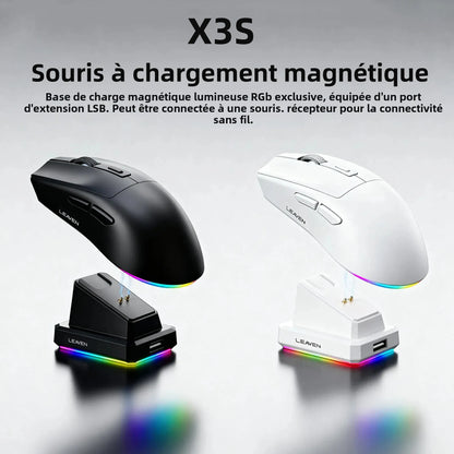 Dual-Mode Wireless Mouse | Magnetic Charging Dock | RGB Backlit | 3-Speed DPI (800-1200-1600) | 2.4G/BT | Suitable for daily use