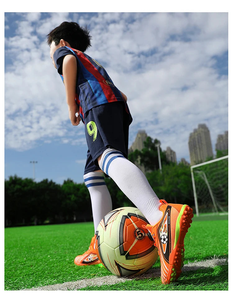 Children's Rotating Buckle Sneakers Students Competition Training Football Shoes Fashionable Lightweight Anti-slip Footwear