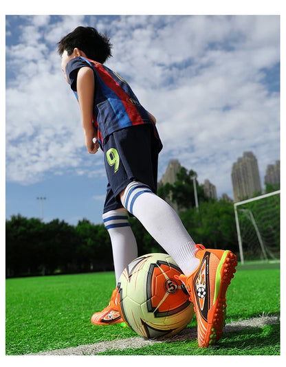 Children's Rotating Buckle Sneakers Students Competition Training Football Shoes Fashionable Lightweight Anti-slip Footwear
