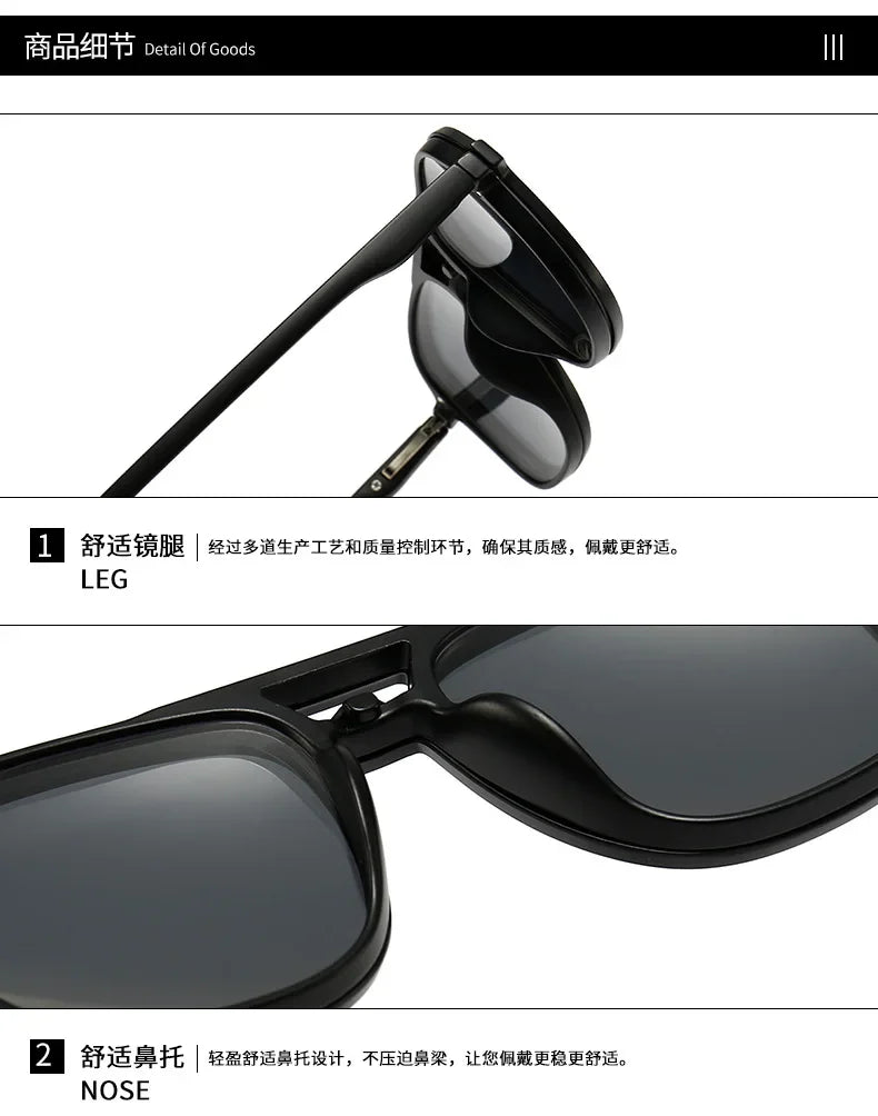 2026 Mirror Magnetic Attraction Polarized Sunglasses 2 Iin 1 Clip Cycling Glasses Dazzling Men Double-Barreled Glasses Women