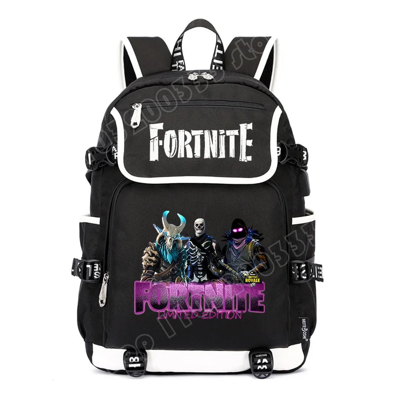 Fortnites Large Capacity Backpack Casual Shoulder Bag with USB Port Unisex Anime Students Schoolbag New Stylish Stationery Gift