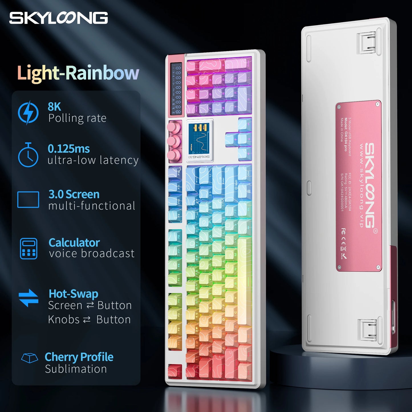 Tastiera meccanica wireless SKYLOONG GK104 Pro 100% personalizzata, switch low-noise hot-swap per PC gamer e accessori da ufficio