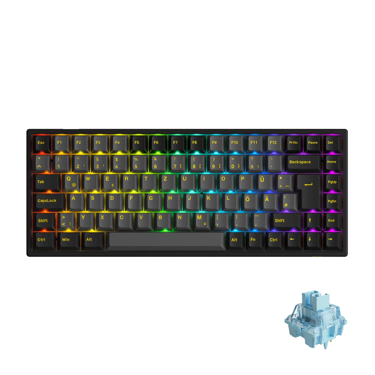 Akko 3084B Plus Black & Gold 75% ISO-DE Layout Mechanical Gaming Keyboard Hot-Swappable Multi-Modes 2.4GHz / USB Type-C / BT 5.0