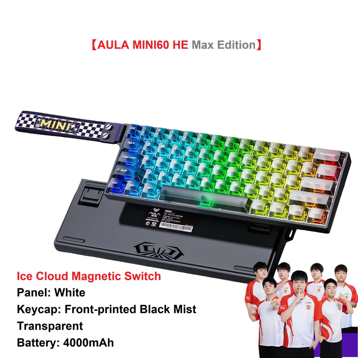 AULA MINI60 HE Tri-Mode Wireless Mechanical Keyboard Magnetic Switch 8000Hz Polling Rate RGB Backlit FPS Esports Gamer Keyboard