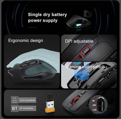 E-YOOSO X-31 Pro USB Gaming Large Mouse, Supports Bluetooth 2.4G Wireless, PAW3212 4800 DPI for Gamer Mice, Computer, Laptop, PC