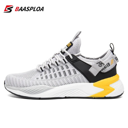 Baasploa Men's Running Shoes Brand, Male Designer Mesh Casual Sneakers, Lightweight Lace-Up New Male Outdoor Sports Tennis Shoes