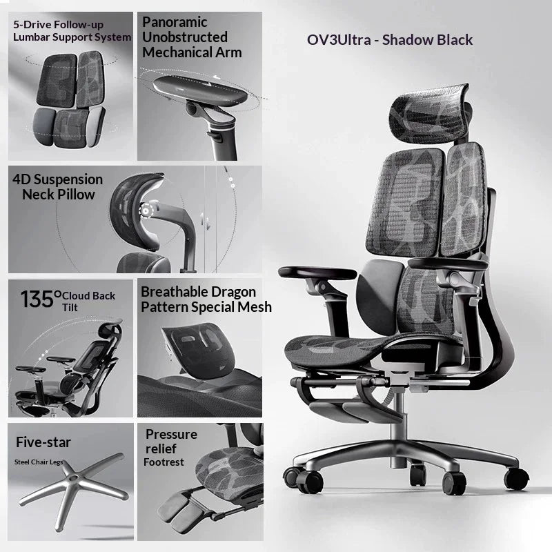 Ergonomischer Office-Mesh-Stuhl, moderner Executive-Computer- und Gaming-Stuhl, drehbar, rollbar und verstellbar