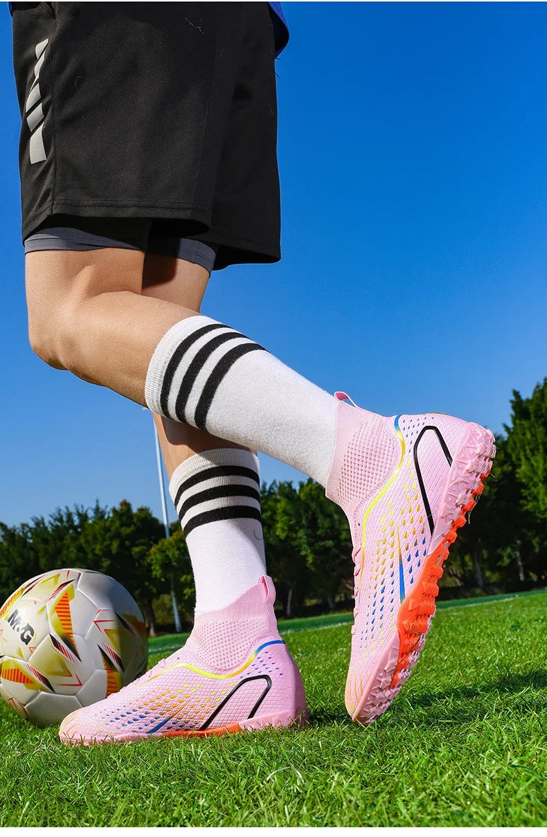 Zapatillas de fútbol para hombre, botas de fútbol profesionales para césped y futsal, unisex, para partidos en césped y entrenamiento al aire libre, tacos antideslizantes y transpirables