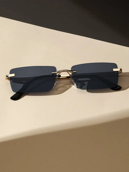 1/2PCS Unisex Metal Square Frame Fashio Rimless Sunglasses For Outdoor Beach Party