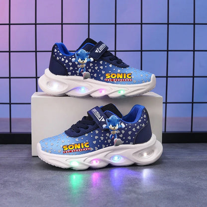 Sonic Sport Shoes Spring Luminous Fashion Breathable Net Shoes LED Sneakers with Light Running Shoes