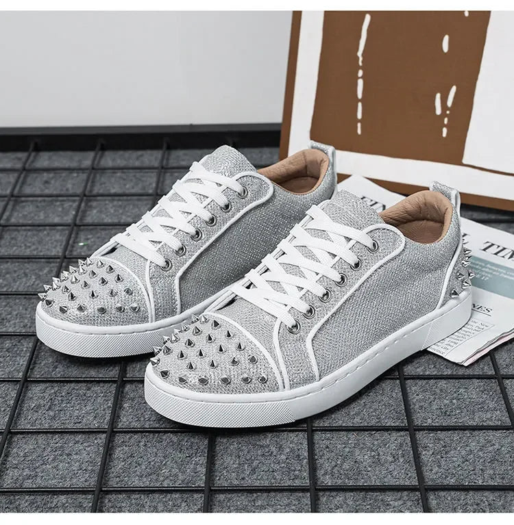 2025 New Men's Casual Shoes Comfortable Soft Punk Style Board Shoes Fashion Nail Anti Slip Wear Resistant Personalized Sneakers