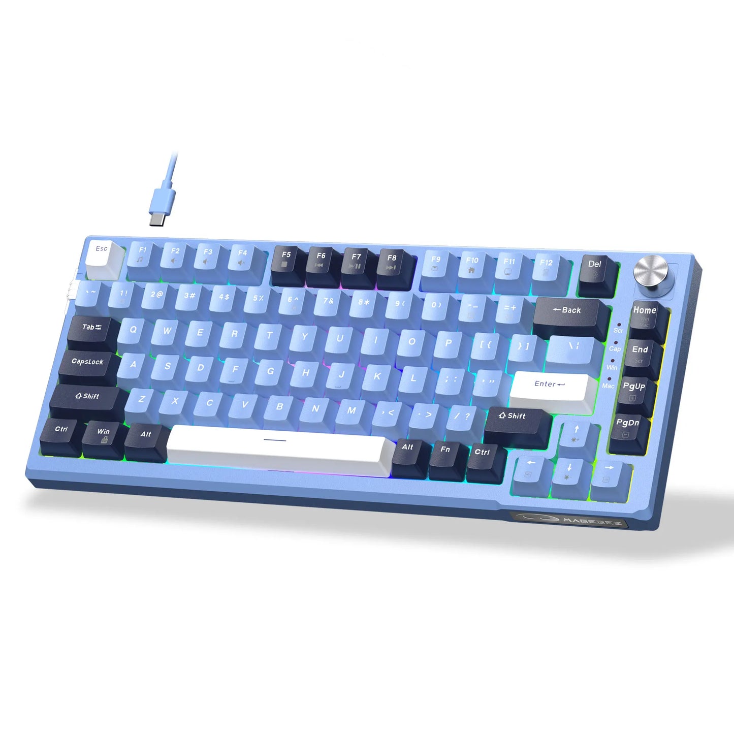 MageGee SKY81 75% mechanische Gaming-Tastatur, RGB-Gasket, Hot-Swap-fähige kabelgebundene Custom-Tastatur mit cremiger Schalldämpfung und Drehregler