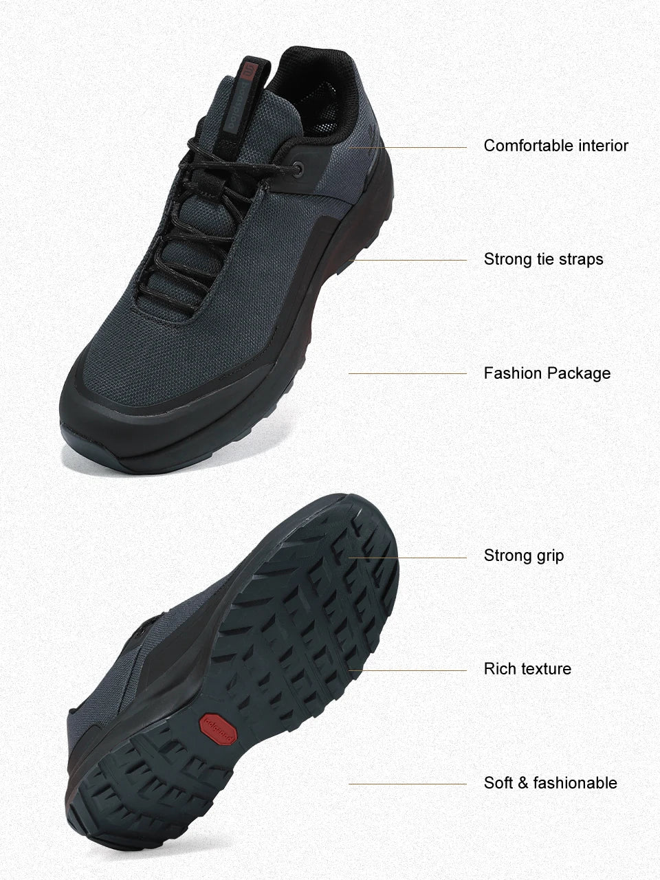 Baasploa Hiking Shoes Men Outdoor Waterproof Camping Resistant Non-Slip Sneakers Casual Lightweight Lace-Up Walking Shoes for Men