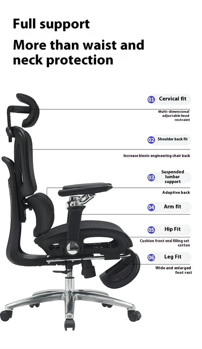Ergonomic Office Chair Mesh Seat Adjustable Headrest Commercial Chair Footrests Support Comfortable Lumbar Chaise Ergonomique
