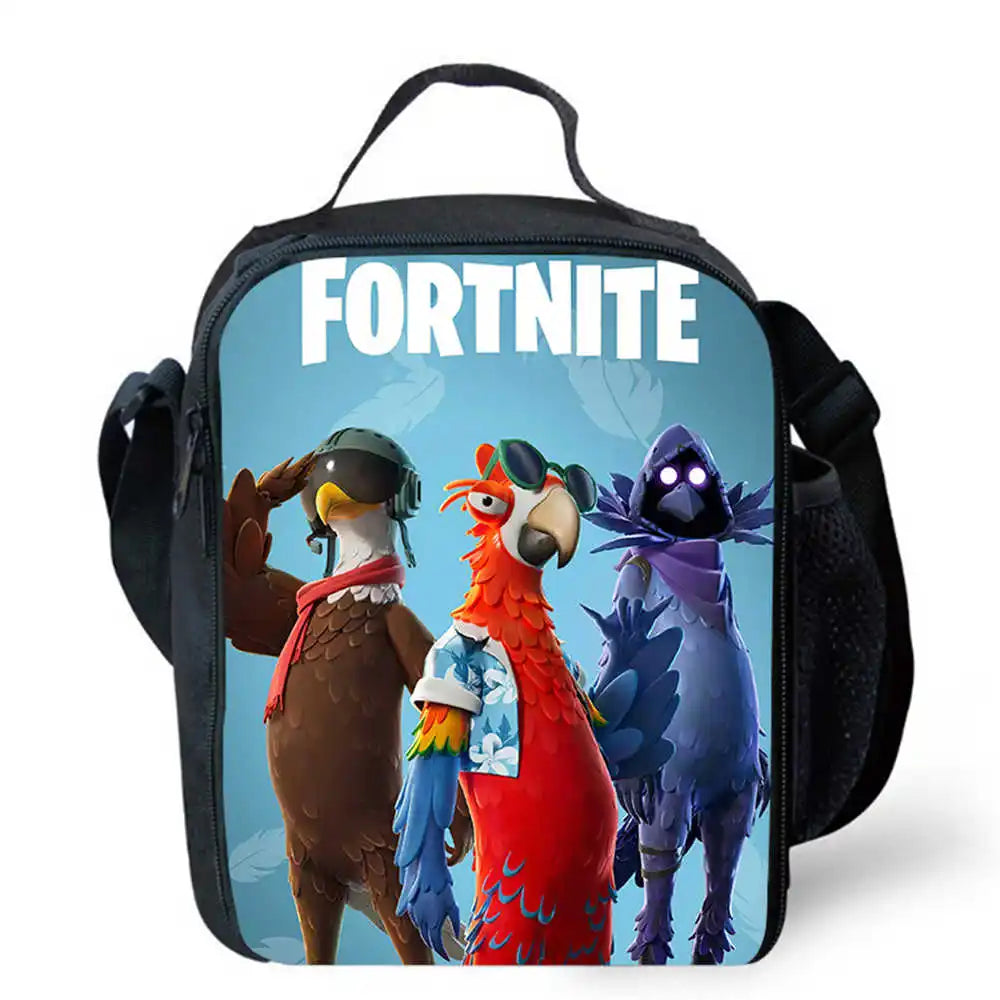 Lunch Bags for Children, Cartoon Fortnite School Picnic Bags for Girls and Boys, Kids Insulated Cooler Lunch Bags Portable Lightweight