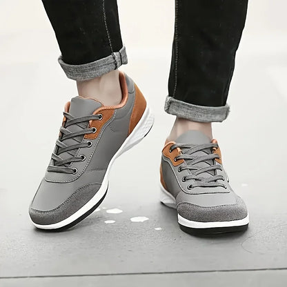 YRZL Herrenschuhe Frühling Herbst Wasserdichte Walking-Sneaker Freizeit-Ledersportschuhe für Herren Rutschfeste Tennisschuhe für Herren