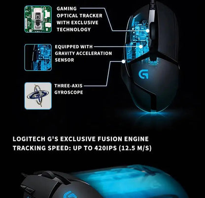 Logitech G402 kabelgebundene Gaming-Maus, 32-Bit-ARM-Prozessor, 8 Tasten, 500 IPS, rutschfest, für ganztägige Gaming- und Arbeitssessions