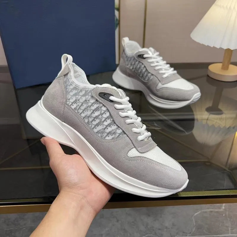 Low-Top Casual Men's Sneakers Fashionable Sport Shoes Comfortable Walking Shoes Men's Footwear Breathable Leather Upper
