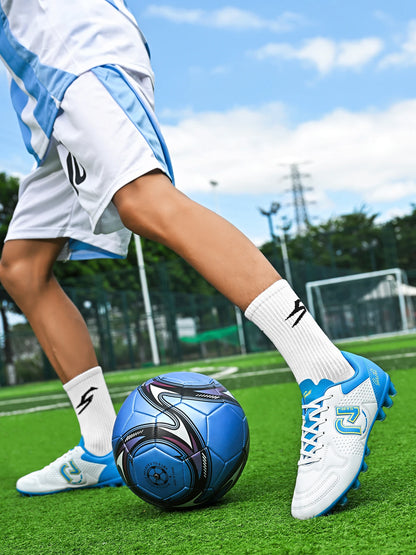 Low-top studded soccer shoes, unisex, TF and FG, slip-resistant and wear-resistant, available in 4 colors to choose from.