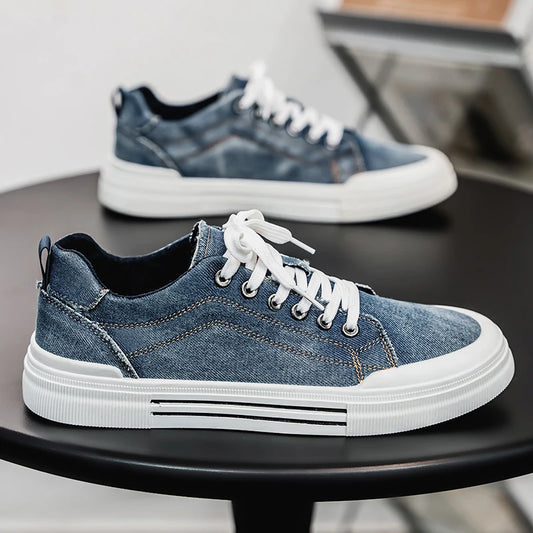 Personalized Spring and Autumn New Men's Shoes, Korean Style Fashionable Large Size Low-Top Casual Shoes, Denim Single Shoes, Versatile Sneakers