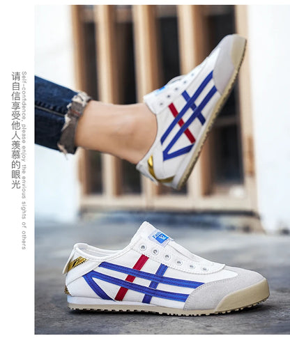 Men's Classic Running Shoes Lace-Up Flat Bottom Sports Shoes Soft Sole Walking Gym Breathable Couple Casual Canvas Tennis Shoes