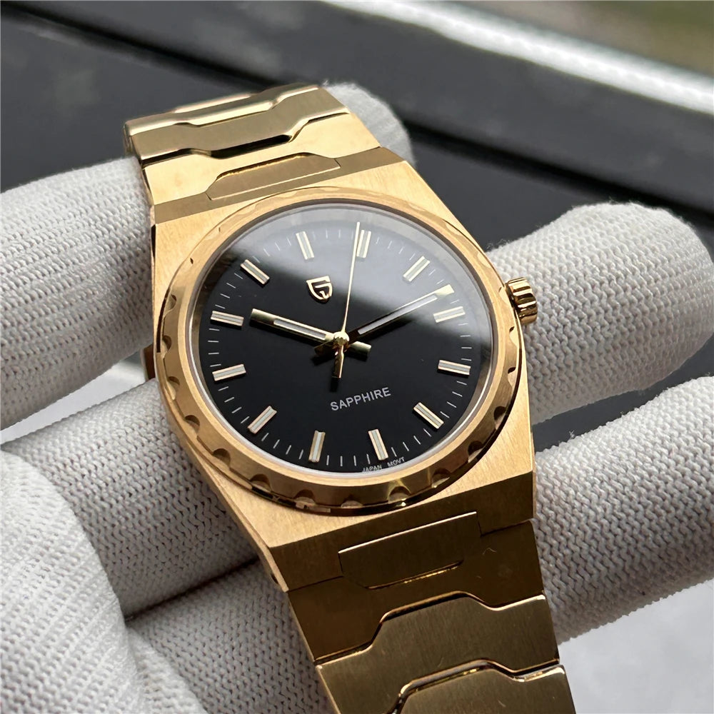 PAGANI DESIGN Men's Quartz Watches Ultra-Thin 7mm Series 37mm Sapphire Stainless Steel Waterproof Watches for Men TMI VJ21