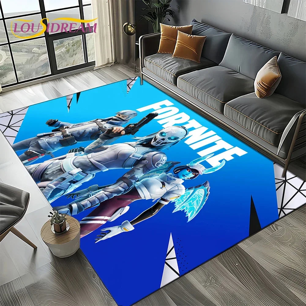 2025 Games 3D F-Fortnite Cartoon Carpet Rug for Living Room Bedroom Home Sofa Decoration, Kids Play Area Rug Non-slip Floor Mat