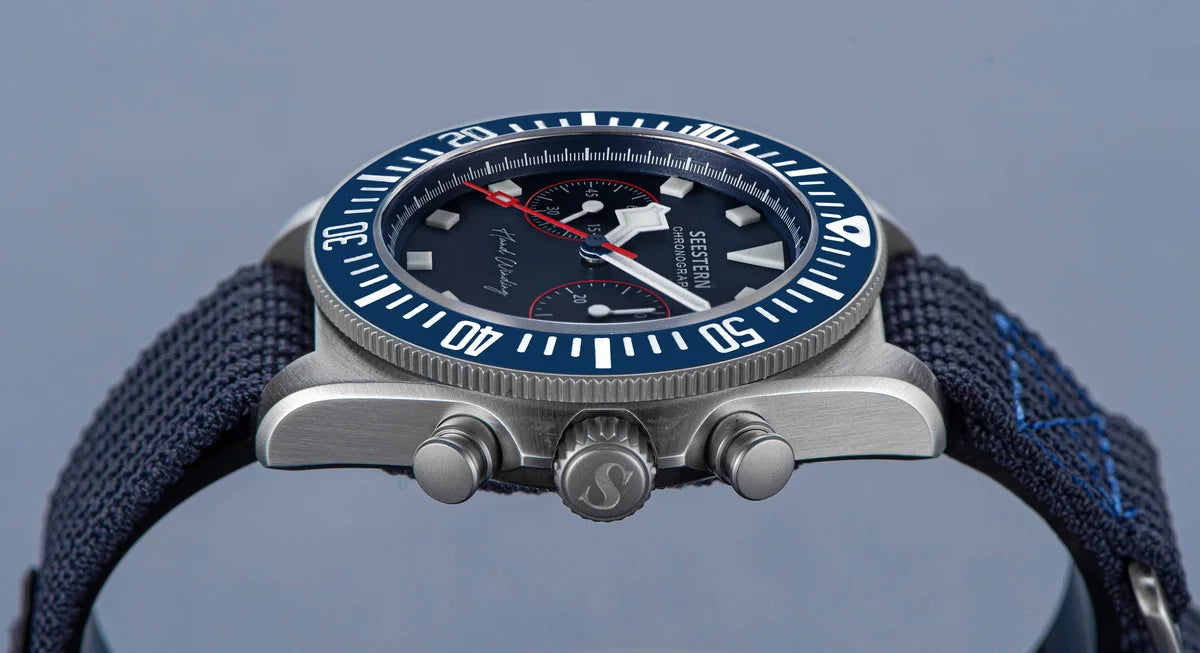 SEESTERN Chronograph Man of Watch Mechanical Tianjin ST1901 Movement Sapphire Wristwatches Nylon Sticker Strap Luminous Skeleton