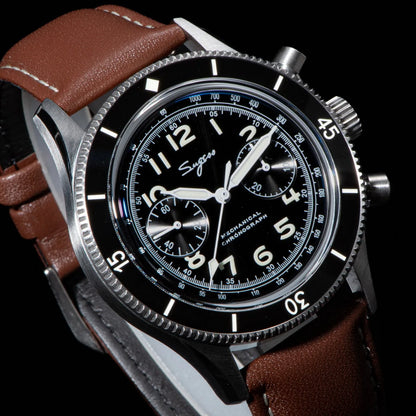 Sugess Watch 1963 Men Watches ST1901 Chronograph Luminous Mechanical Wristwatches Waterproof Crystal Sapphire Italian Leather