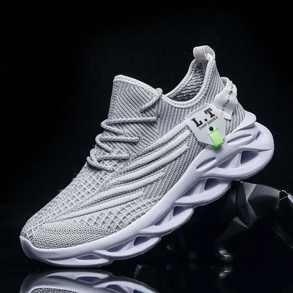 YRZL Men Sports Running Black Jogging Shoes Casual Sneakers Outdoor Breathable Mesh Women Light Shock-Absorption Black Tennis