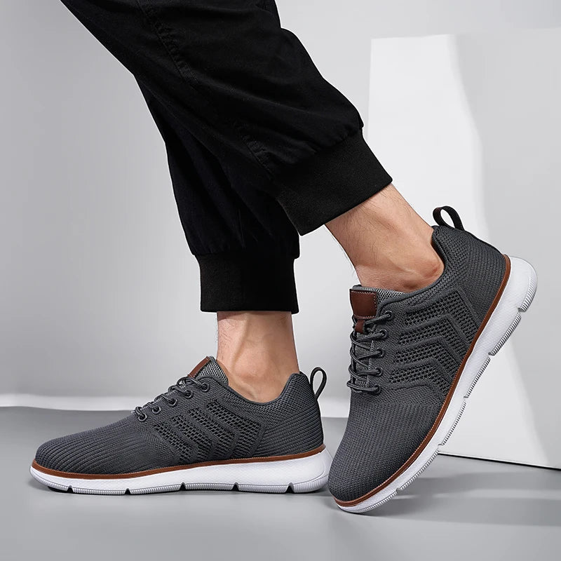 Casual Sneaker Shoes Breathable Men's Walking Mesh Soft Sole Outdoor Anti Slip Travel Comfortable Running Shoes Tenis Masculino
