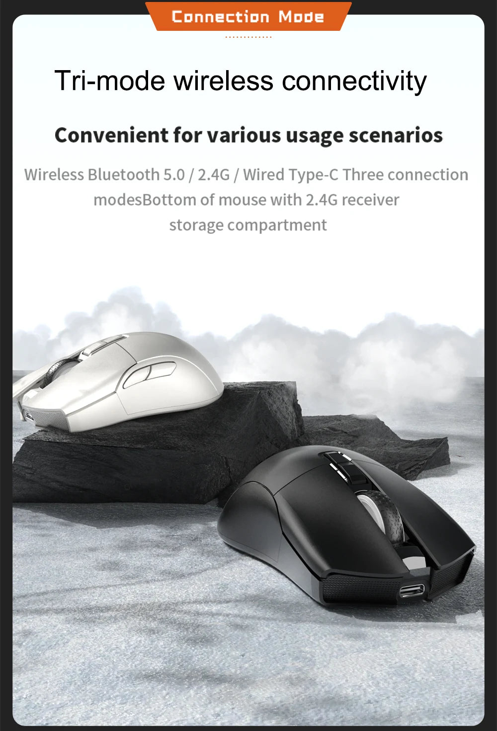 Motospeed Darmoshark N3 Pro Bluetooth Wireless Gaming Mouse Double 8K Tri-Mode Rechargeable PAW3395 64g Ergonomic Gamer Mouse