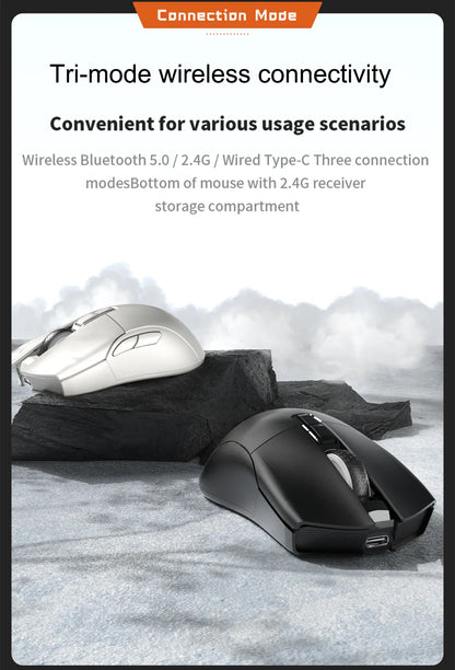 Motospeed Darmoshark N3 Pro Bluetooth Wireless Gaming Mouse Double 8K Tri-Mode Rechargeable PAW3395 64g Ergonomic Gamer Mouse