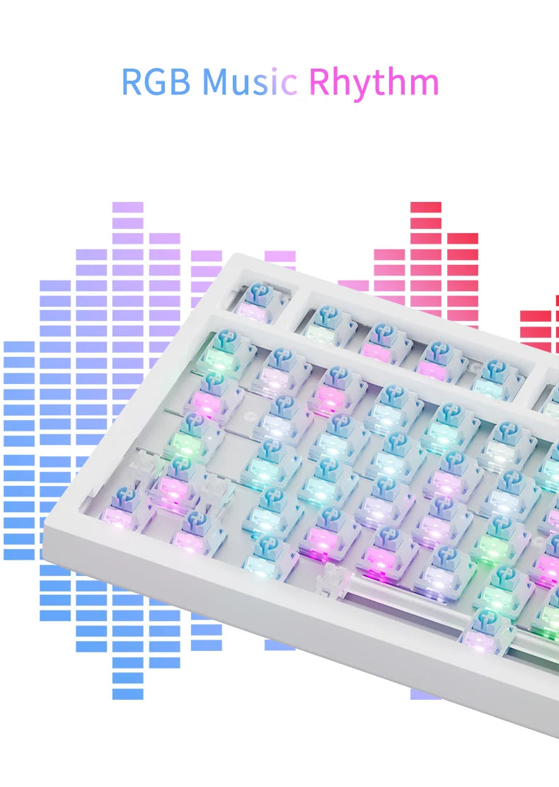 Teclado Gaming Mecânico AJAZZ AK820 Pro com Fio e Sem Fio, Tri-Mode, Retroiluminação RGB, Switches Hot-Swappable, Layout Compacto 70%, PC/Mac