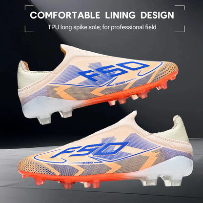 Anti-Slip AG/FG Soccer Boots, TPU Shock Absorption Sole, Durable PU Fabric Upper, Teen Boys and Girls Professional Field Sneakers